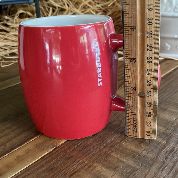 Starbucks Coffee Red Handled 14oz Mug with White Starbucks Written Branding - Picture 14 of 16